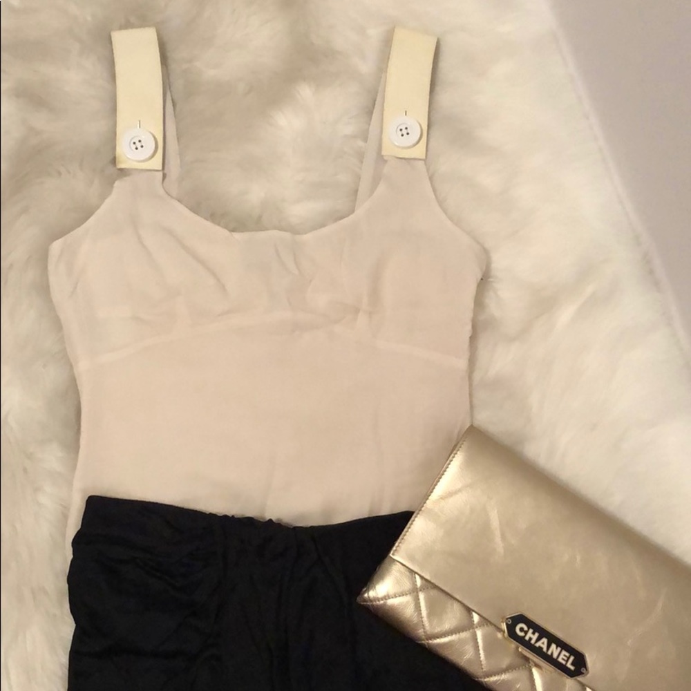 VERSACE Silk tank top with patent straps size 38